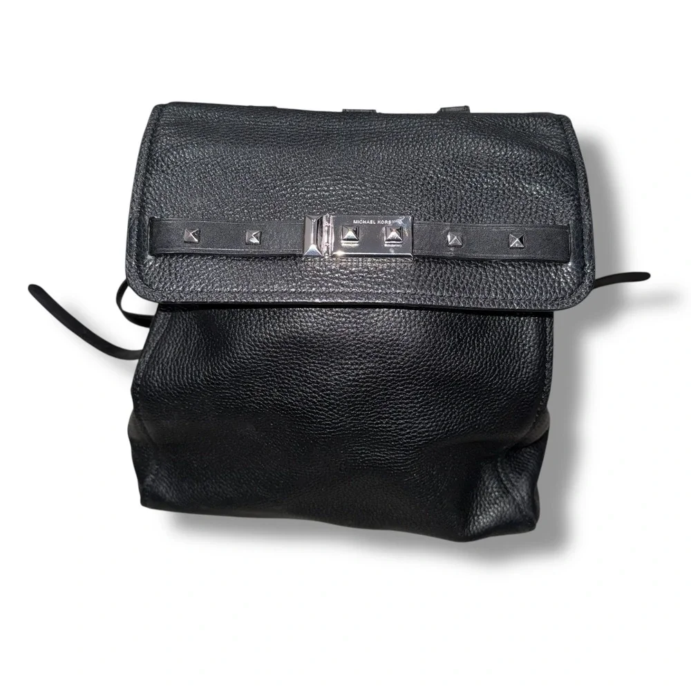 Michael Kors‎ Black Leather Mini Backpack Studded Convertible Bag Purse
